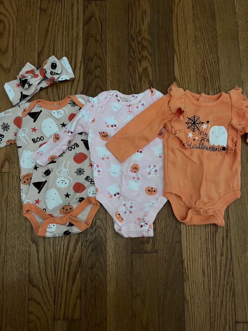 Set of 3, My 1st Halloween Baby Girl Onesies, 3-6 Months